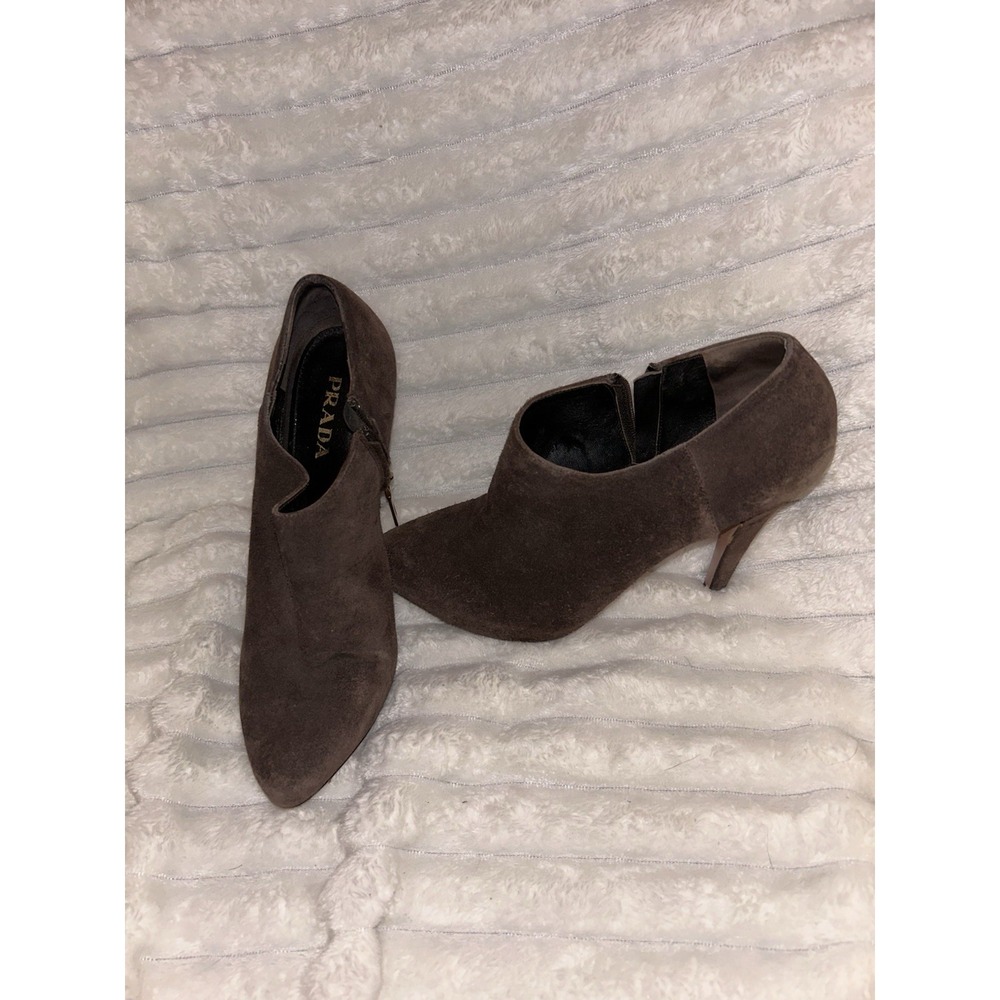 Prada Brown Suede Ankle Booties - Picture 4 of 14
